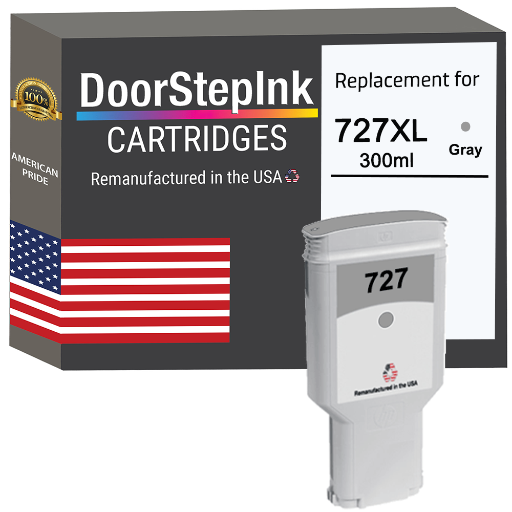 DoorStepInk Brand for HP 727XL 300mL (F9J80A) Gray Remanufactured in the USA Ink Cartridges, F9J80A-0