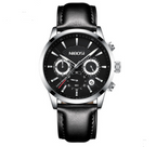 Stylish Men's Black Gold Steel Sports Watch with 3 Eyes