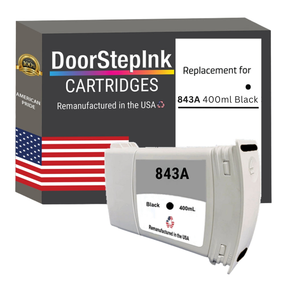 DoorStepInk Brand for HP 843A Black Remanufactured in the USA Ink Cartridge-C1Q57A-0