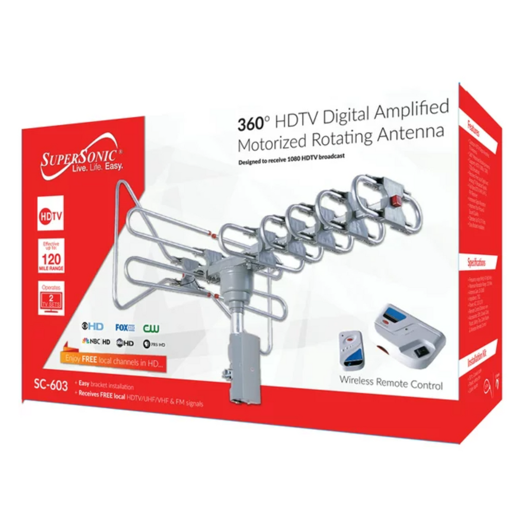 Supersonic 360-Degree HDTV Digital Amplified Motorized Antenna with Remote Control-1