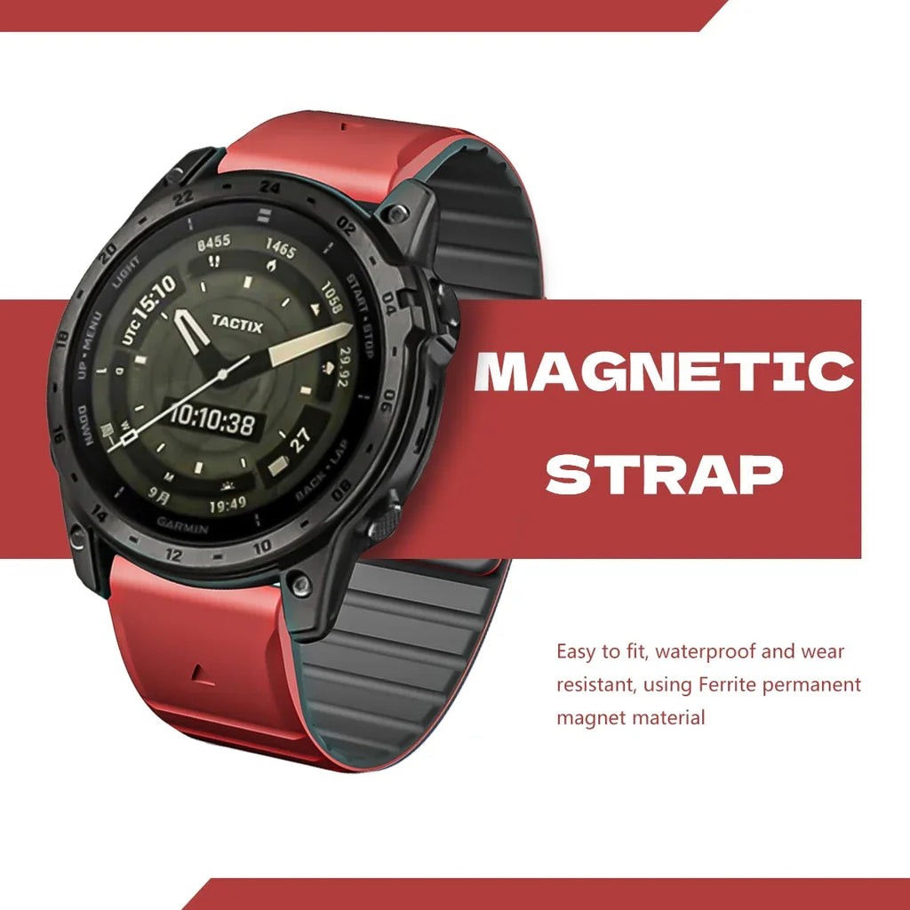 26/22mm Silicone Watch Band for Garmin Fenix 7 7X 6 6X Pro 5 5X Plus 3 HR Enduro Epix Gen 2 Smartwatch Magnetic Loop Wrist Strap