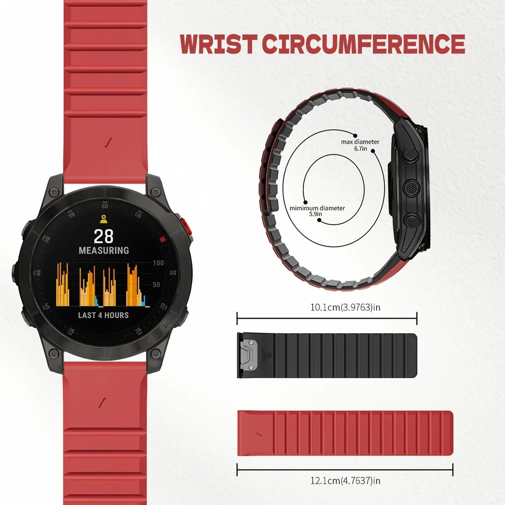 26/22mm Silicone Watch Band for Garmin Fenix 7 7X 6 6X Pro 5 5X Plus 3 HR Enduro Epix Gen 2 Smartwatch Magnetic Loop Wrist Strap