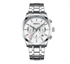 Stylish Men's Black Gold Steel Sports Watch with 3 Eyes